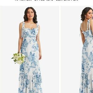 Tie-Shoulder Bustier Bodice Ruffle-Hem Maxi Dress - Dessy